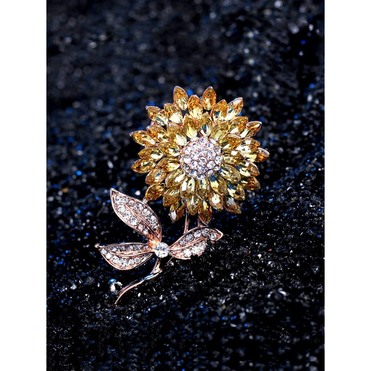 Yellow Chimes Floral Brooch for Women Elegant Gold Plated Beautiful Flower Crystal Studded Brooch for Women and Girls Valentine Gift for Girls