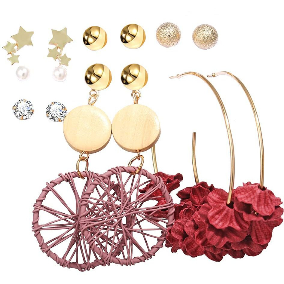 Yellow Chimes Latest Fashion Gold Plated Geometric Design Dangle Earrings for Women and Girls (Design 13)