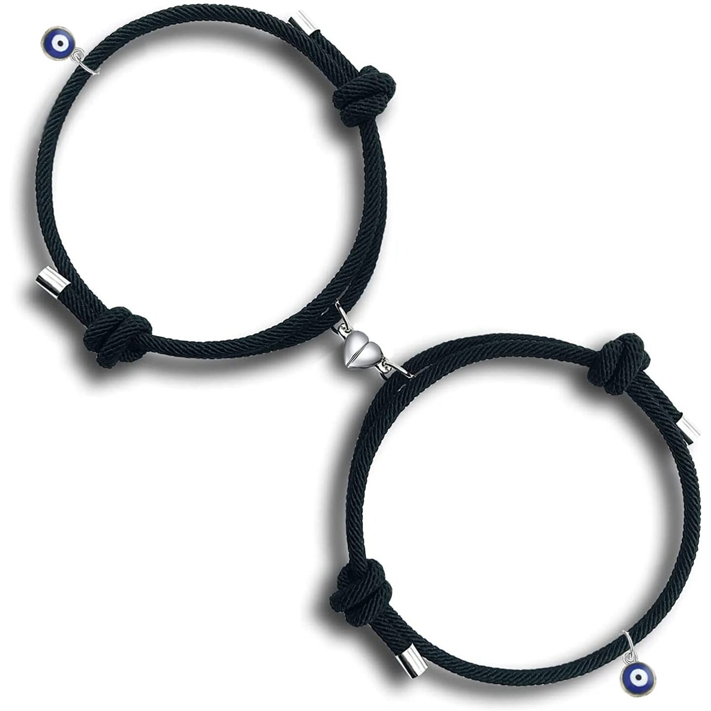 tekme 2PCS Set Evil Eye Bracelets For Women/Men, Matching Bracelets for Couples, Protect your Love/Friendship with the Powerful Evil Eye Bracelet (Black)