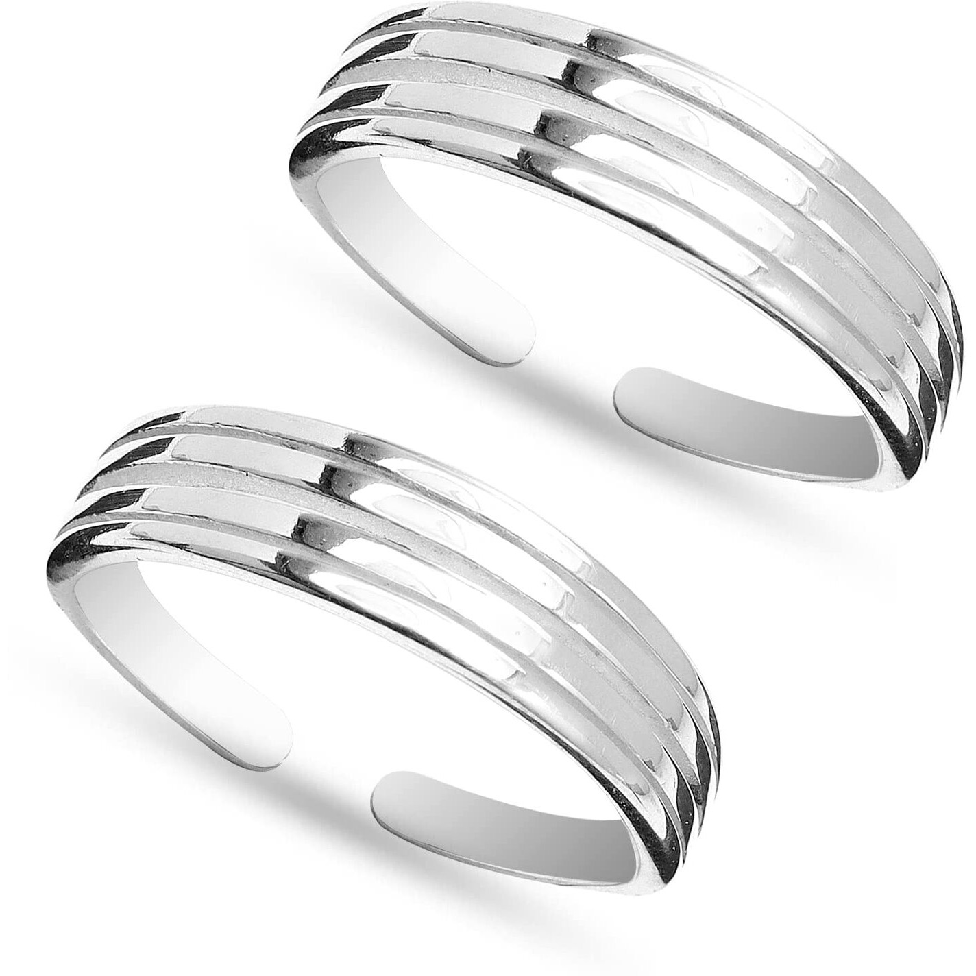 Amazon Brand - Anarva Womens Classic Dauble Linear Toe-Rings 925 Sterling Silver BIS Hallmarked