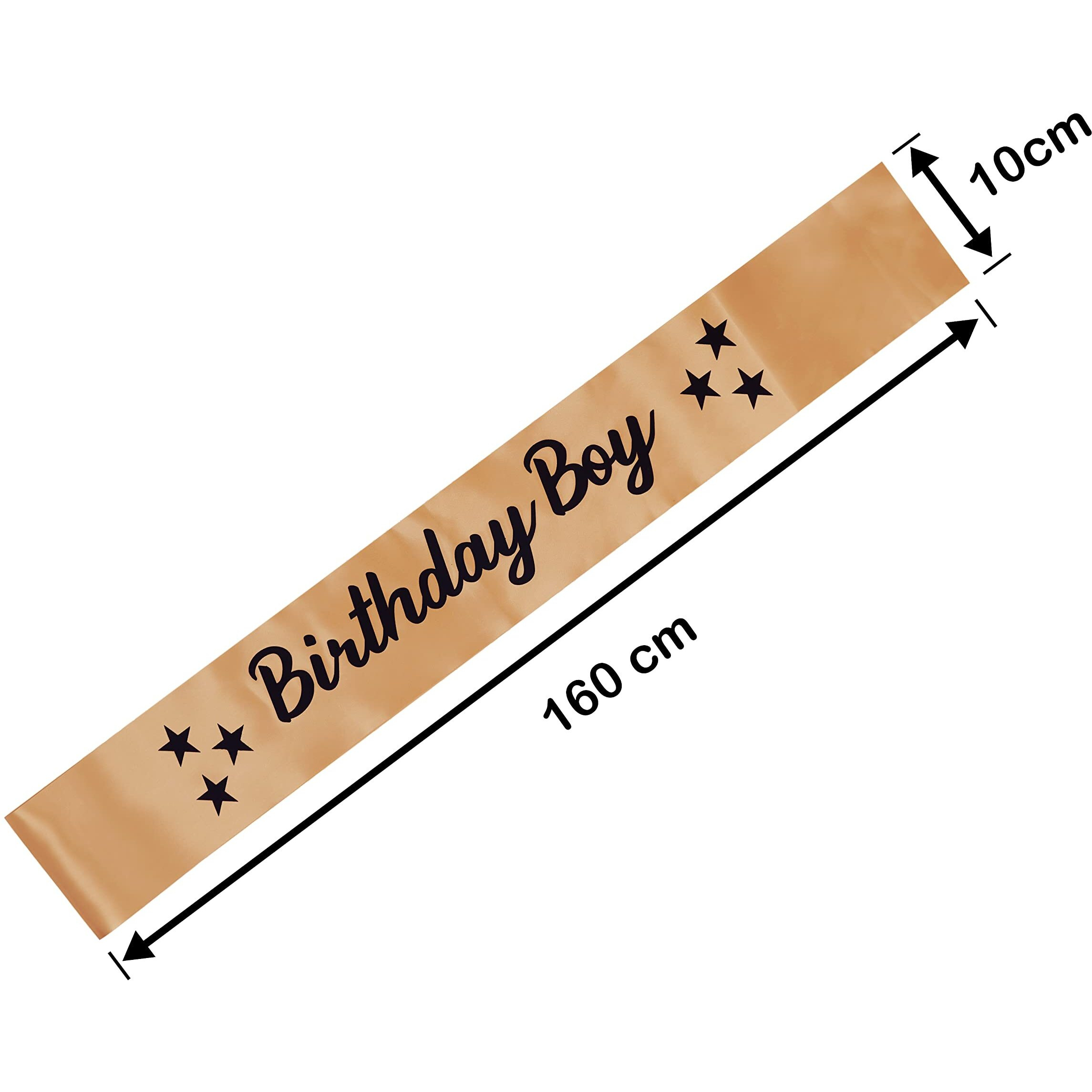 Decofy Birthday Boy Sash & Crown With Pin- Set of 3 Birthday Boy Sash & King Crown | Golden Sash of Birthday Boy For Kids, Mens
