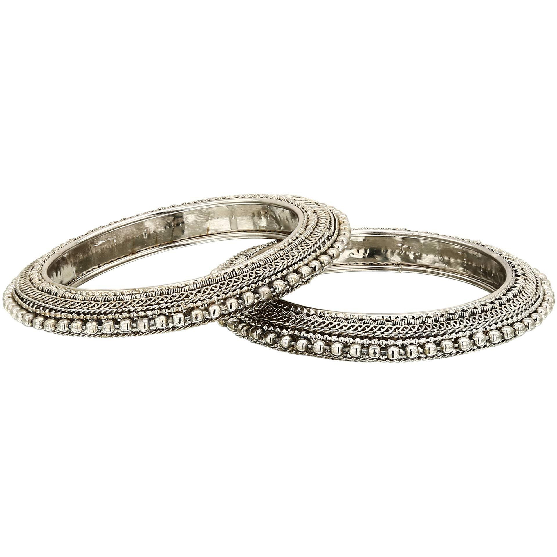 Sasitrends Oxidized Silver Bangles for Women & Girls (Silver)