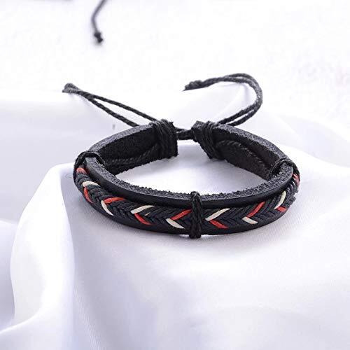 University Trendz Leather Base Metal Bracelet for Men (Pack of 5 ) (Black)