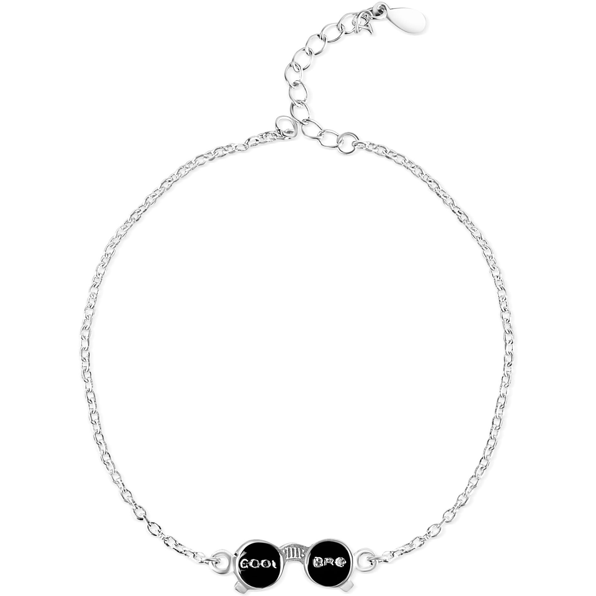 Silver Chest 925 Pure Silver Rakhi for Brother - Adjustable Pure Sterling Silver Bracelet for Men and Boys |Design - Cool Bro Design in Silver Chain