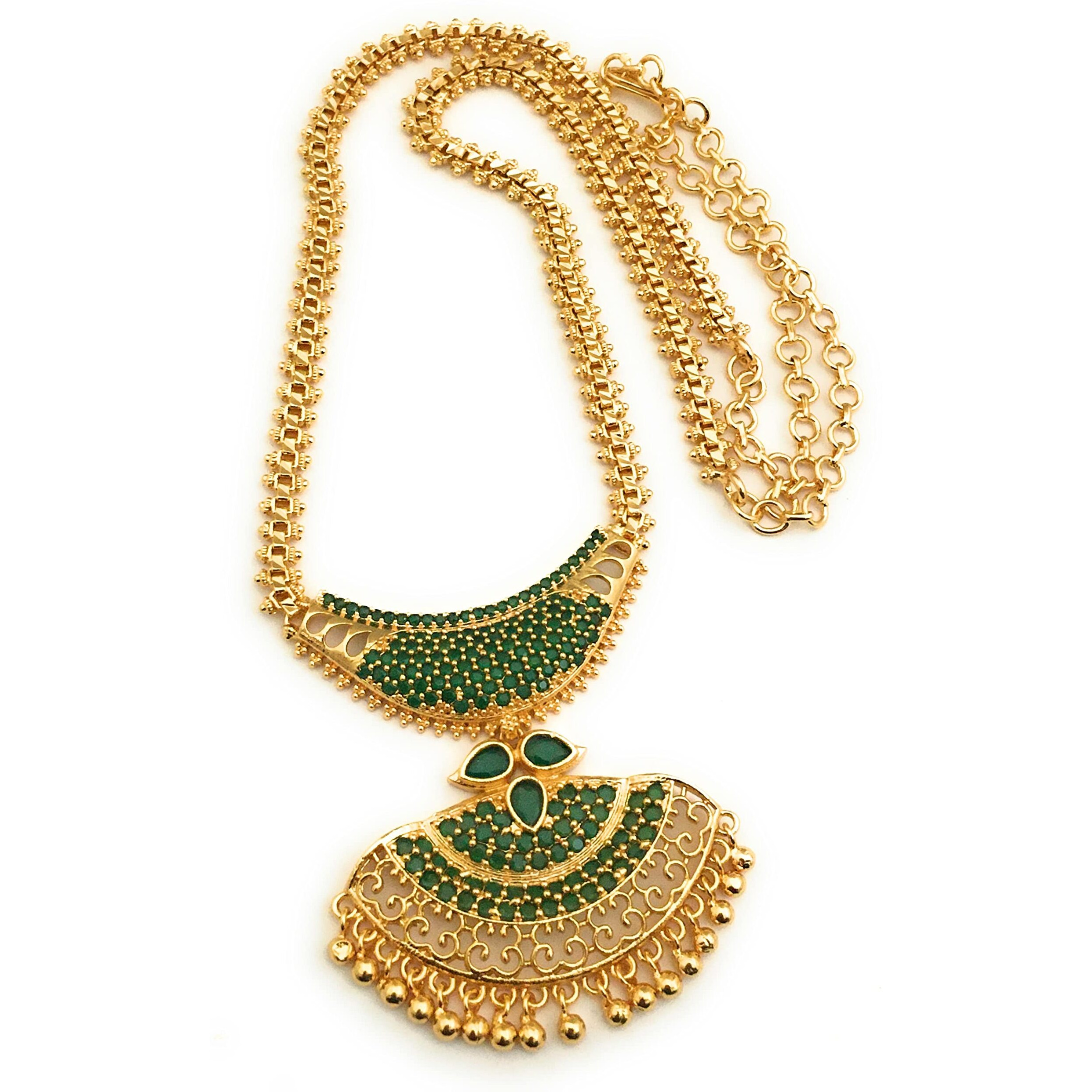 Sasitrends 1 Gram Micro Gold Plated Big Pendant Chain Necklace For Womens & Girls