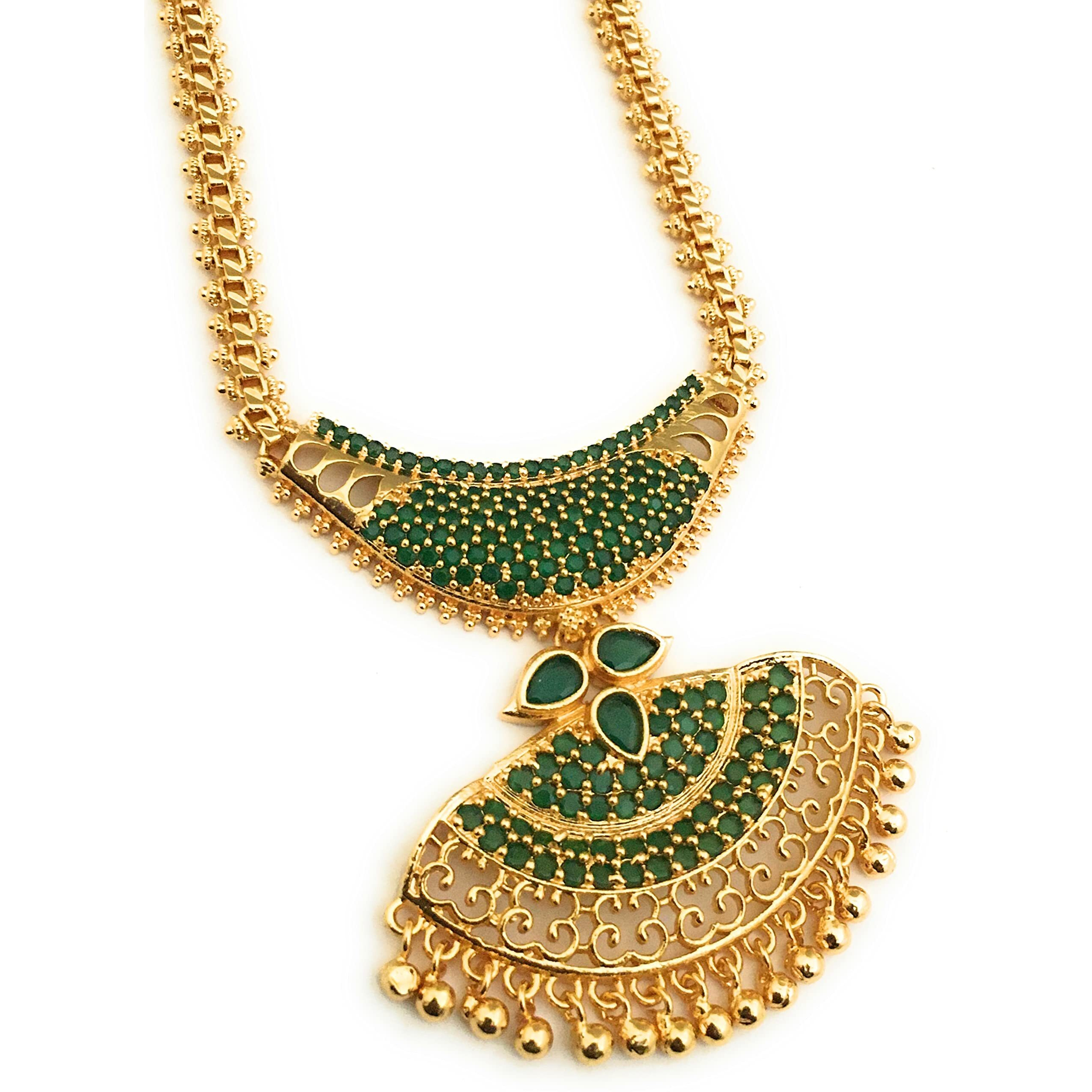 Sasitrends 1 Gram Micro Gold Plated Big Pendant Chain Necklace For Womens & Girls