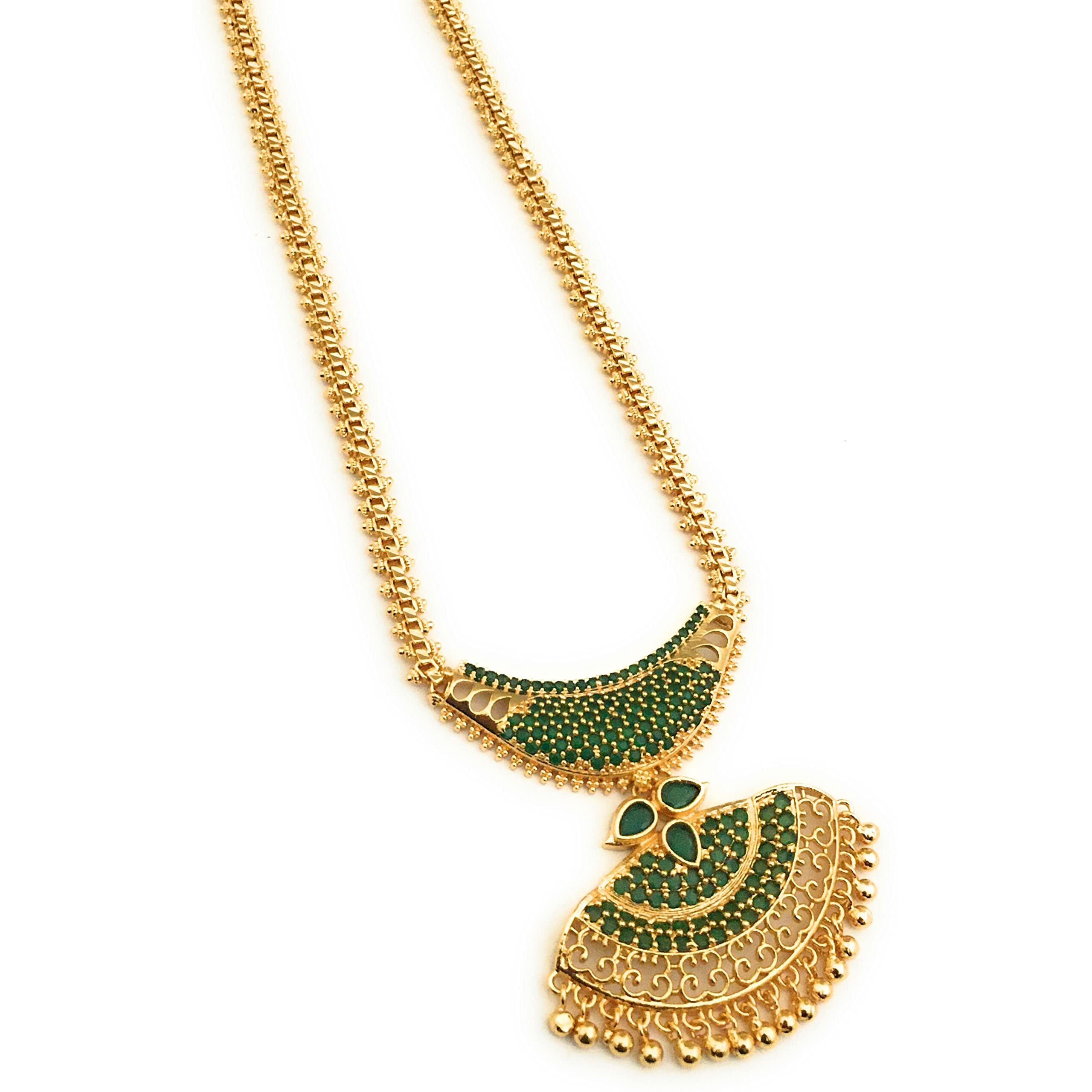 Sasitrends 1 Gram Micro Gold Plated Big Pendant Chain Necklace For Womens & Girls