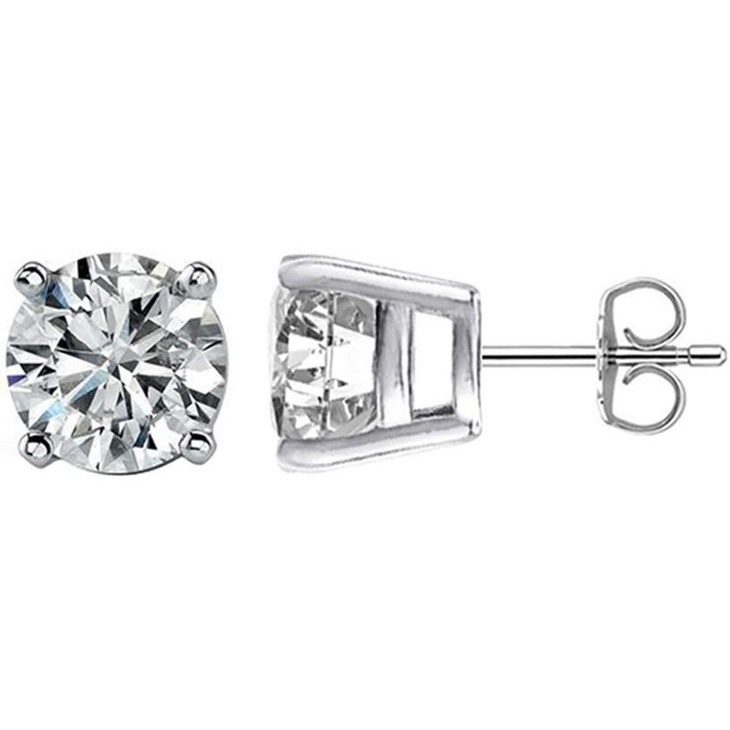 LeCalla 925 Sterling Silver BIS Hallmarked Round 8MM Cubic Zirconia Small Stud Earrings for Women and Girls