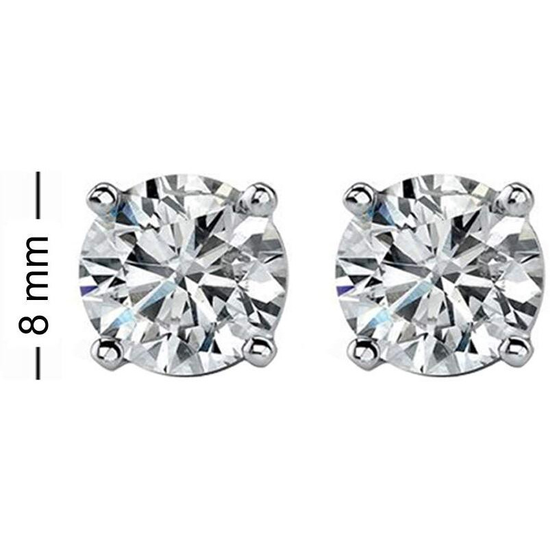 LeCalla 925 Sterling Silver BIS Hallmarked Round 8MM Cubic Zirconia Small Stud Earrings for Women and Girls