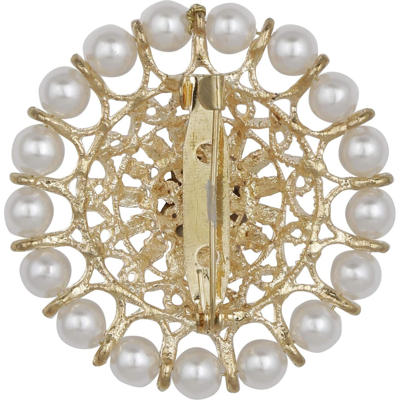 ACCESSHER Golden Rhinestone with Pearl Saree Pin for Women | Pearl Brooch for Women/Saree brooch for women/saree clip for holding saree pleats Set of 1