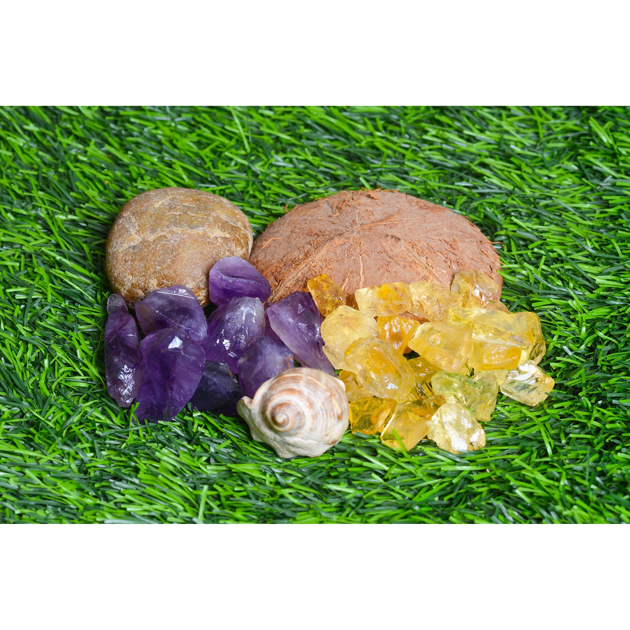 R.R. SHEIKH GEMS Natural Citrine And Natural Amethyst Stone Crystal Rough Combo Raw Rock Healing Crystal Gemstones (50+50GM 100GM Pack)