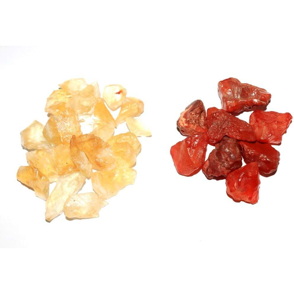 R.R. SHEIKH GEMS Natural Rough Healing Crystal Gemstones Combo Citrine And Carnelian Stones