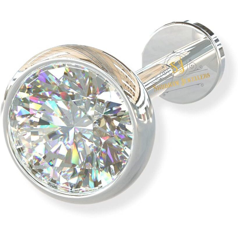 SJ SHUBHAM JEWELLERS 92.5-925 Sterling Silver Round Shape Black Cubic Zirconia Prong Setting Nose Pin Stud for Women Girls (3 MM SCREW)