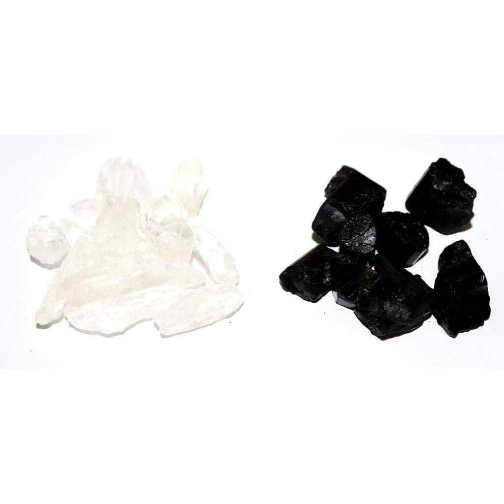 RR SHEIKH GEMS Natural Black Tourmaline Clear Quartz Stone Healing Rough Raw Crystal Meditation Gemstone
