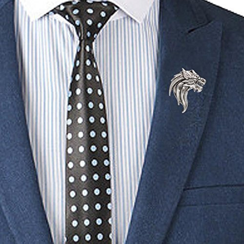 Tripin Lapel Pin For Men Suit Golden Classic Lion Design Brooch For Men Women For Office Corporate Party French Cuff Shirts Shirt Suit Blazer (Silver)
