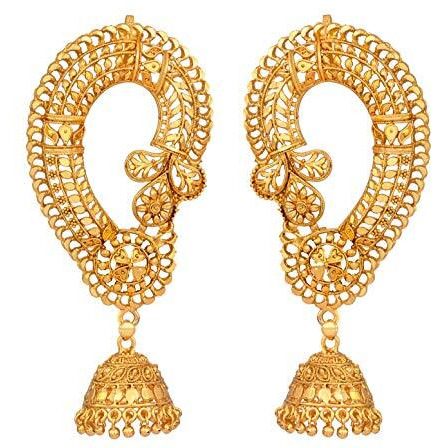 JFL - Jewellery for Less Traditional Collection Gold Plated Copper Floral Ear Cuff Earrings for Women (Gold),Valentine
