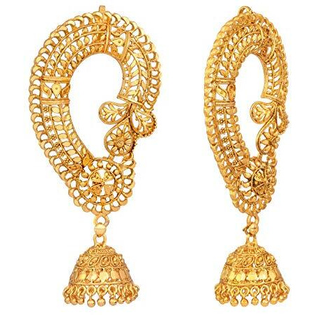JFL - Jewellery for Less Traditional Collection Gold Plated Copper Floral Ear Cuff Earrings for Women (Gold),Valentine