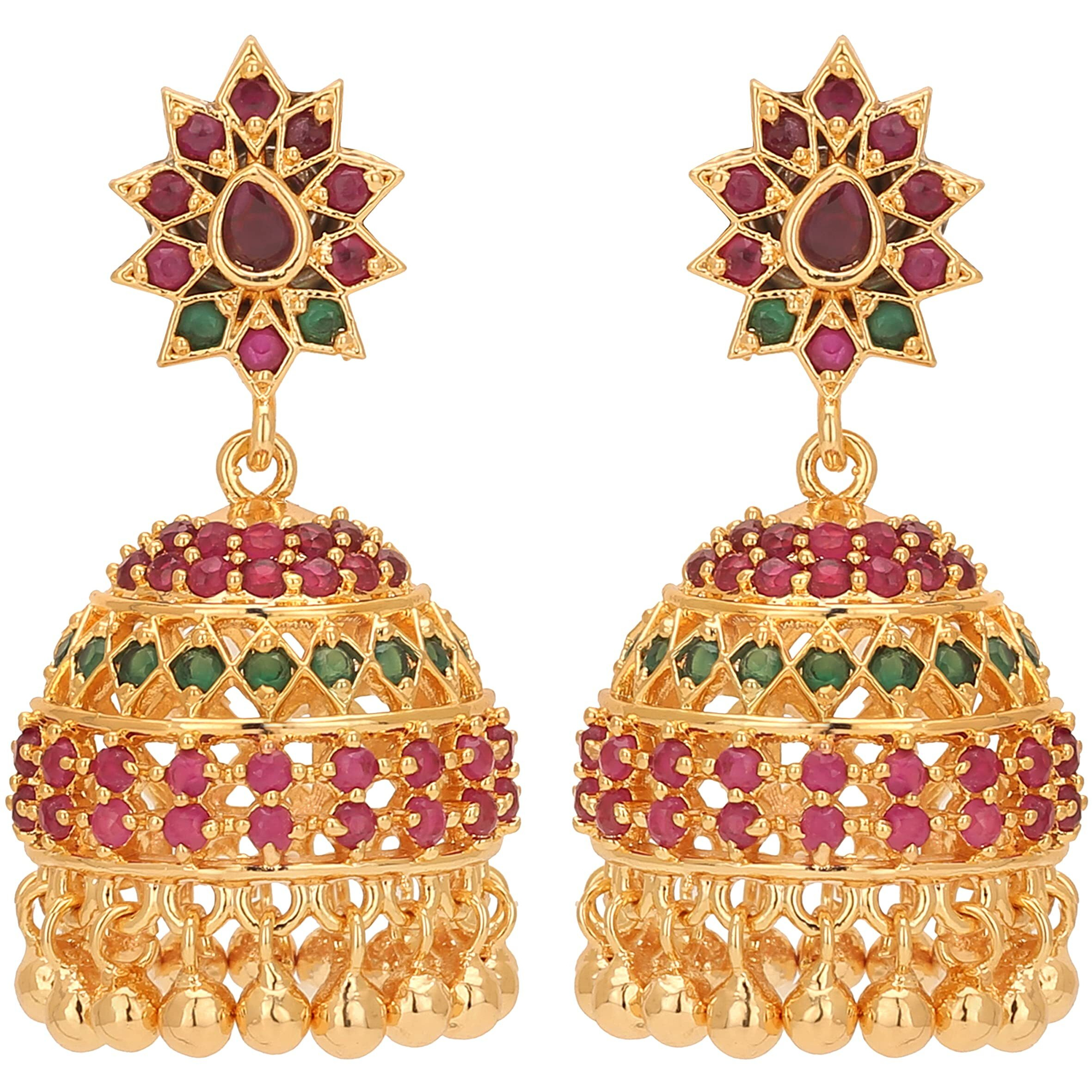 Sasitrends One Gram Micro Gold Plated Traditional Jhumki For Women And Girls