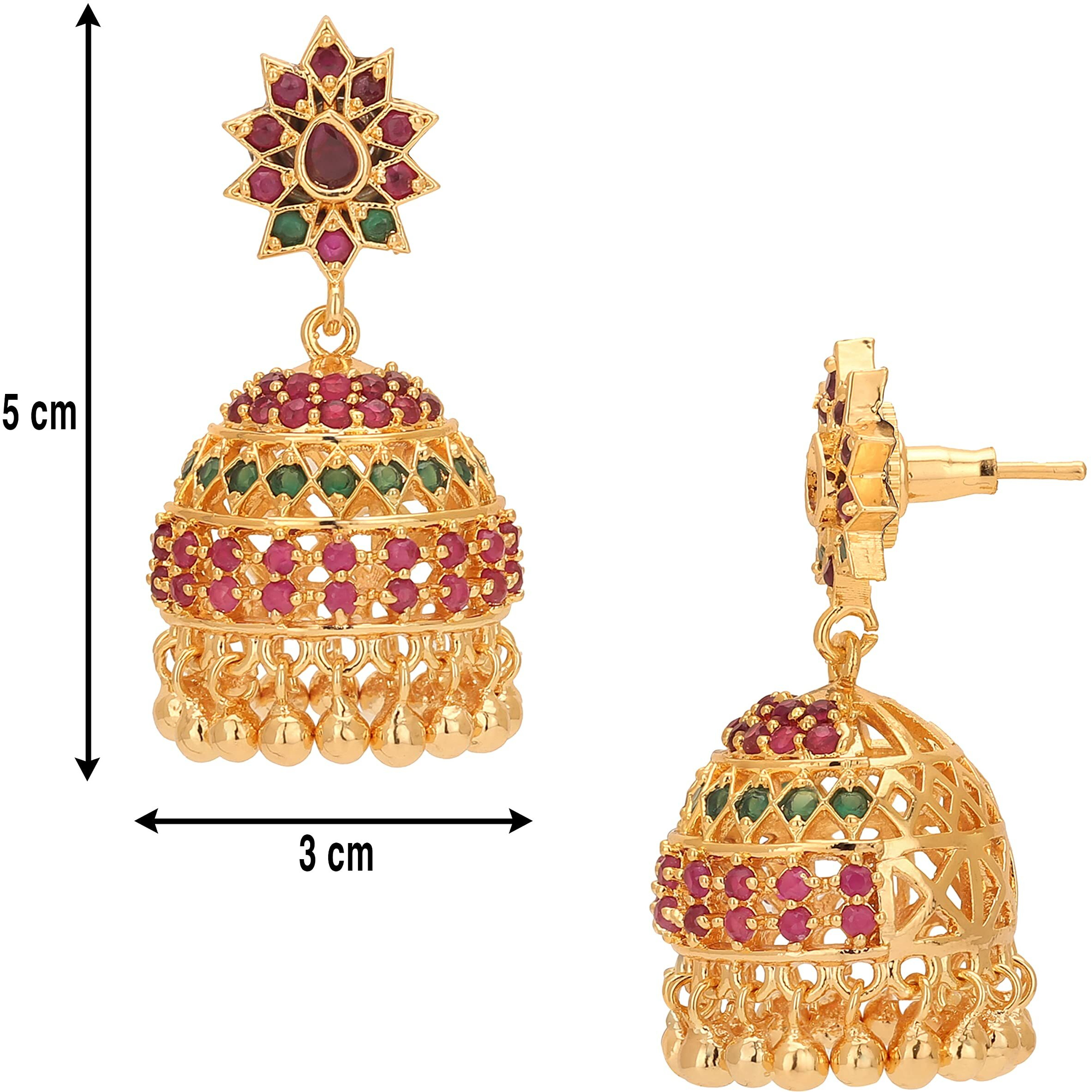 Sasitrends One Gram Micro Gold Plated Traditional Jhumki For Women And Girls