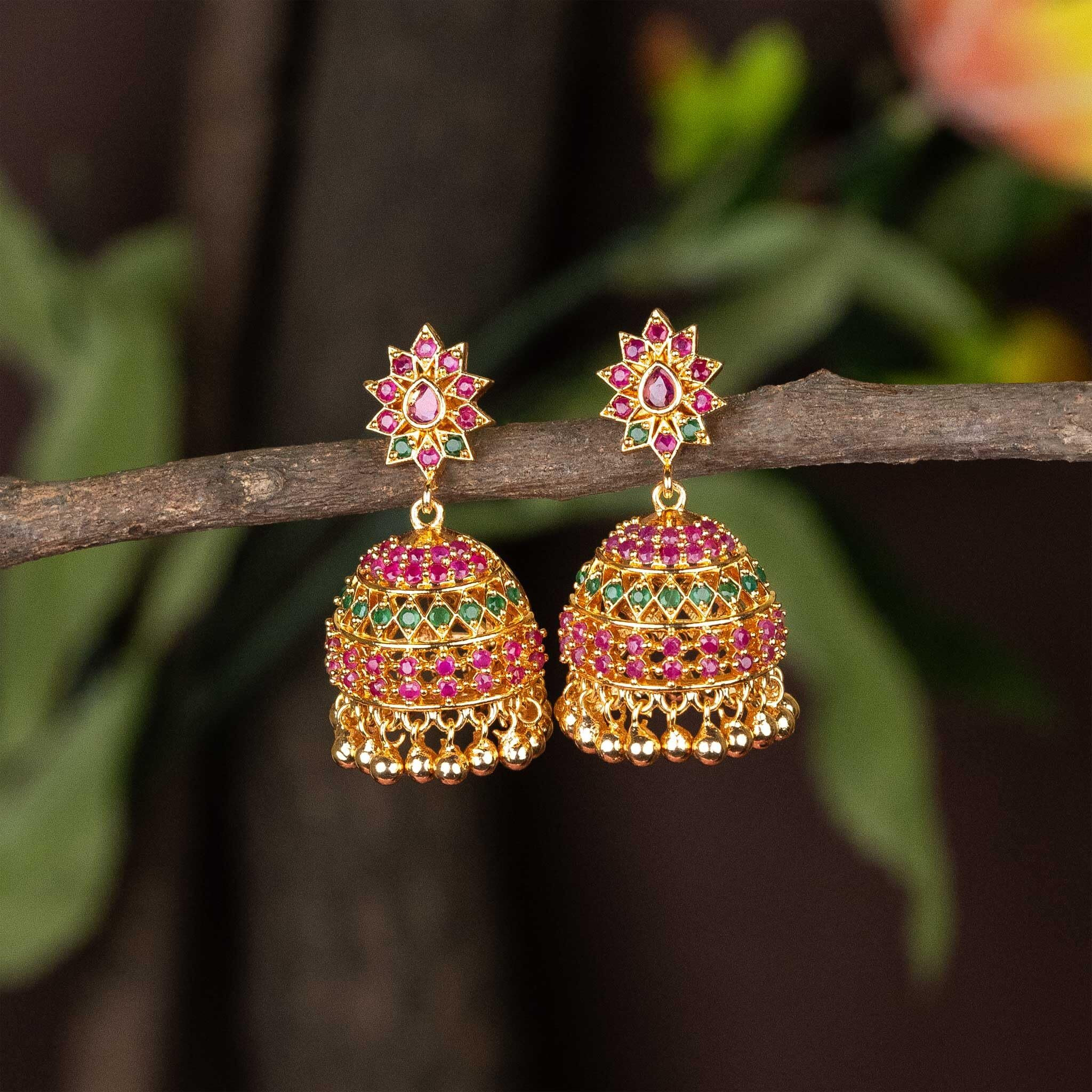 Sasitrends One Gram Micro Gold Plated Traditional Jhumki For Women And Girls