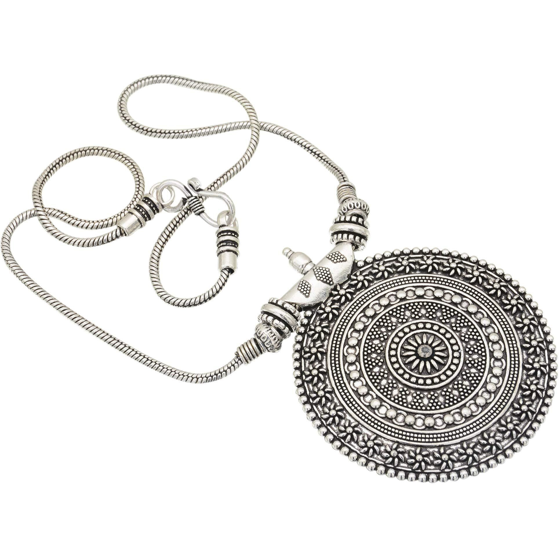 Sasitrends Oxidised German Silver Pendant Necklace for Women and Girls