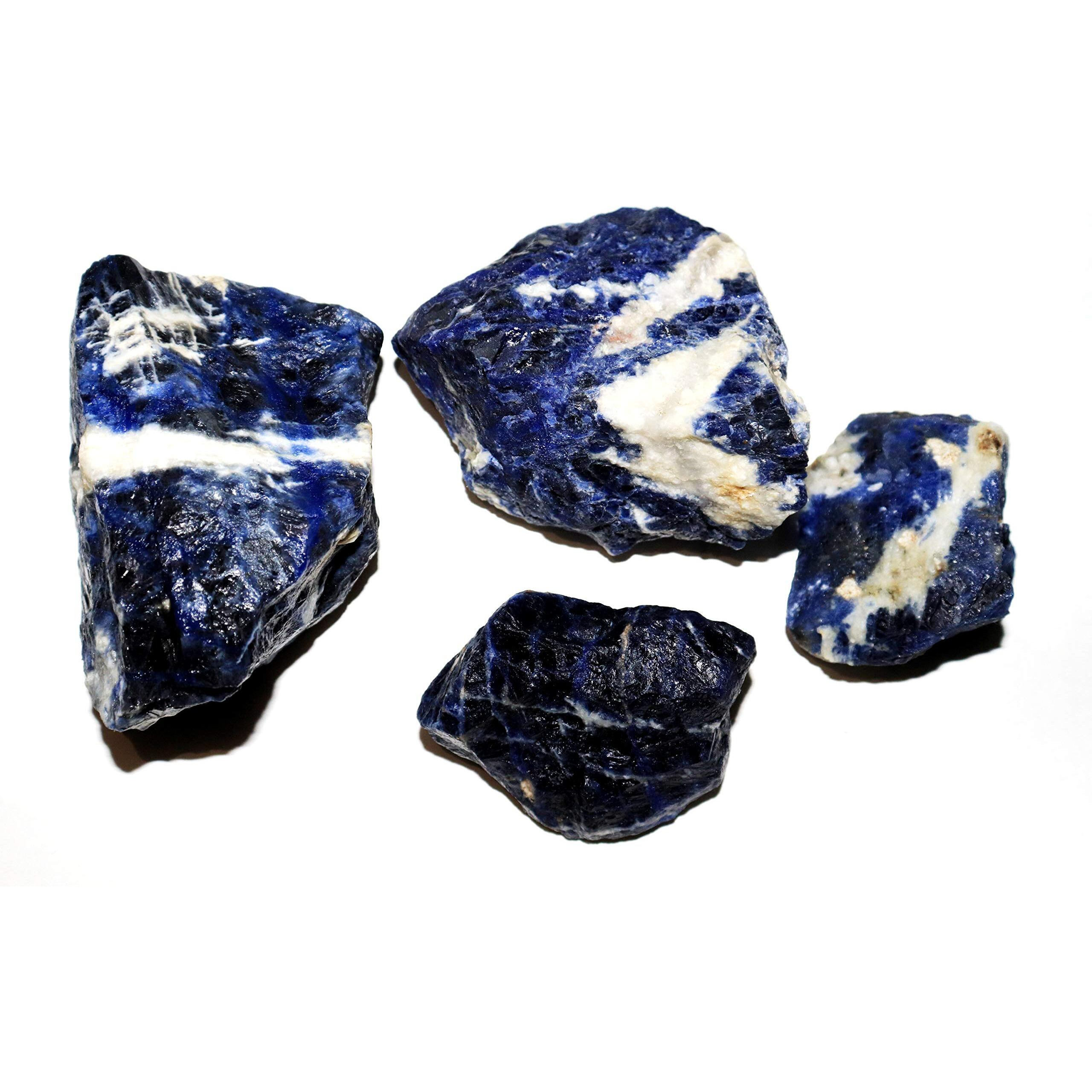 R.R. SHEIKH GEMS 100 GM Natural Sodalite Rough Raw Rock For Healing Crystal, Meditation And Vastu Gemstones (Set of 2-4 Stones, Approx.100 GM)