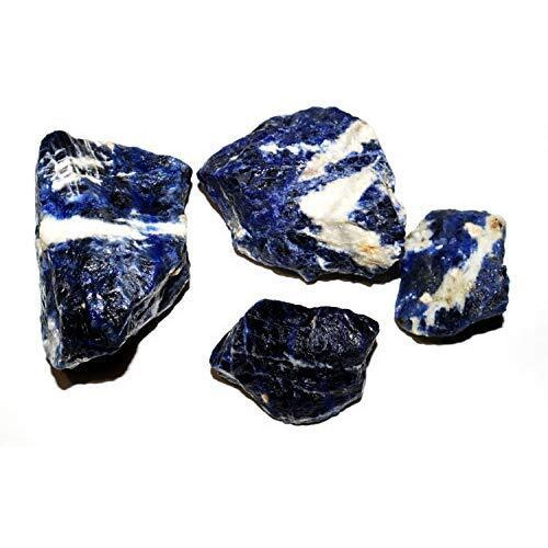 R.R. SHEIKH GEMS 100 GM Natural Sodalite Rough Raw Rock For Healing Crystal, Meditation And Vastu Gemstones (Set of 2-4 Stones, Approx.100 GM)