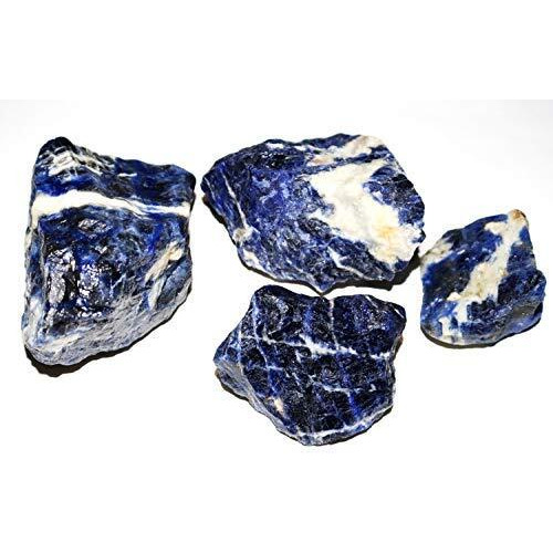 R.R. SHEIKH GEMS 100 GM Natural Sodalite Rough Raw Rock For Healing Crystal, Meditation And Vastu Gemstones (Set of 2-4 Stones, Approx.100 GM)