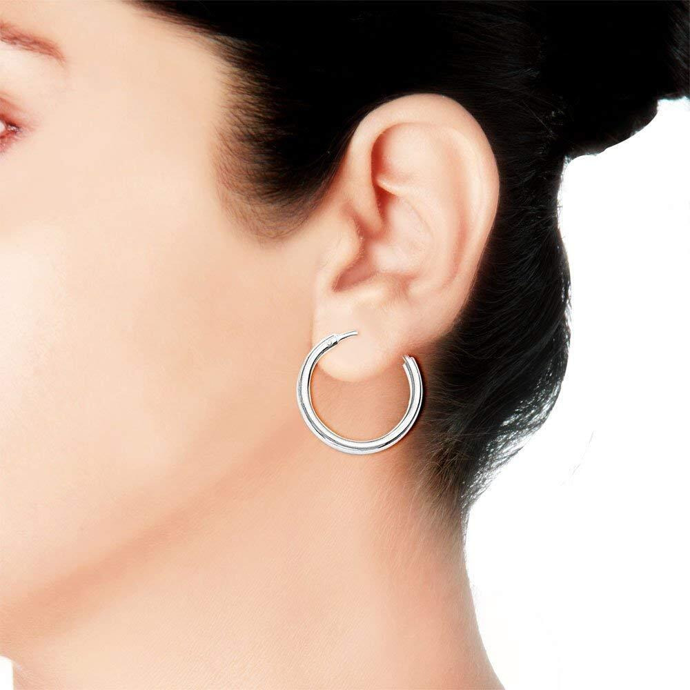 Ananth Jewels 925 Sterling-Silver Hoop Earrings For Women, White