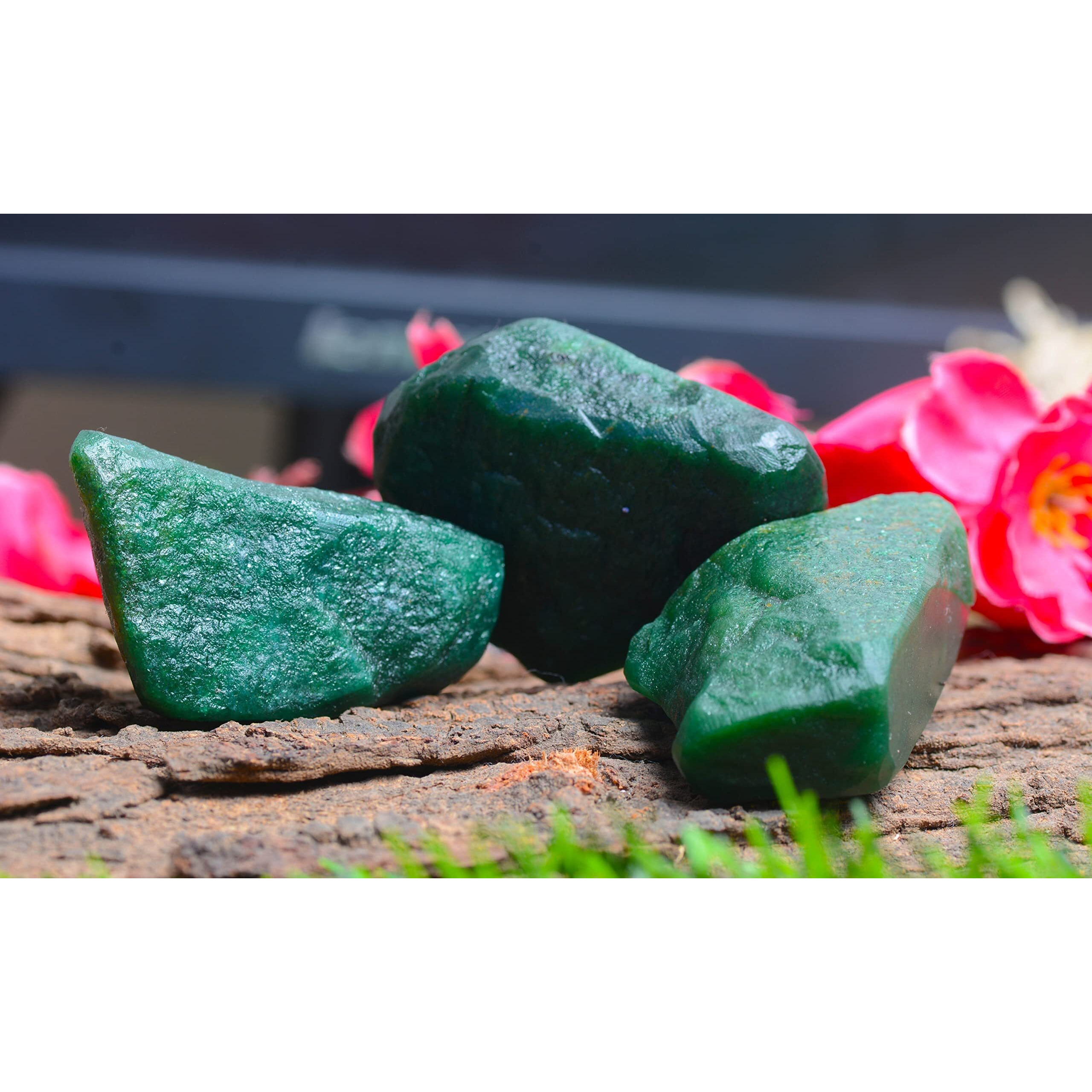 R.R. SHEIKH GEMS 200+ GM Natural Green Aventurine Rough Healing Crystal Gemstone Stone Specimen Raw Rock 200 Grams Lot (Set of 2-4 Stones, Approx. 200+ GM)