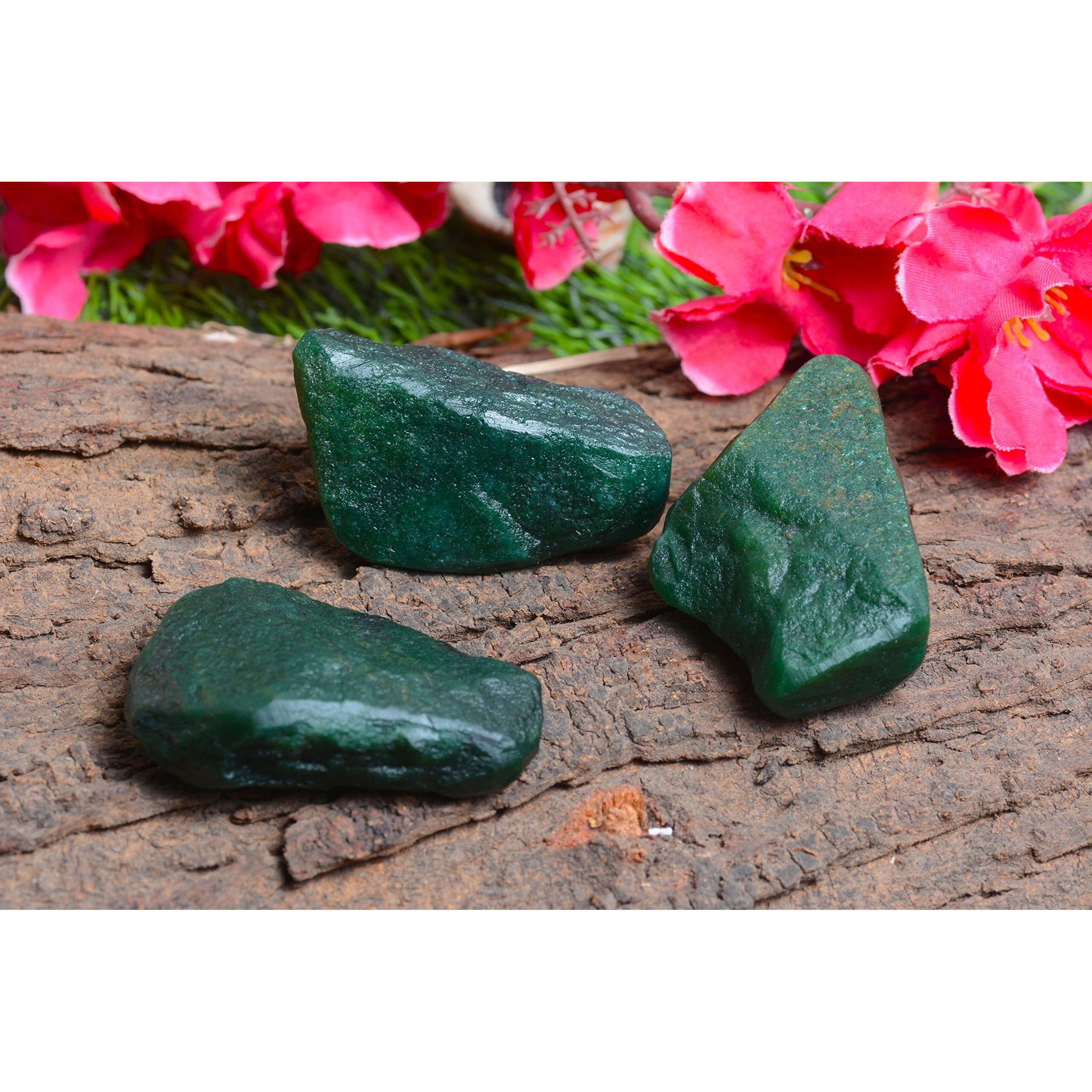 R.R. SHEIKH GEMS 200+ GM Natural Green Aventurine Rough Healing Crystal Gemstone Stone Specimen Raw Rock 200 Grams Lot (Set of 2-4 Stones, Approx. 200+ GM)