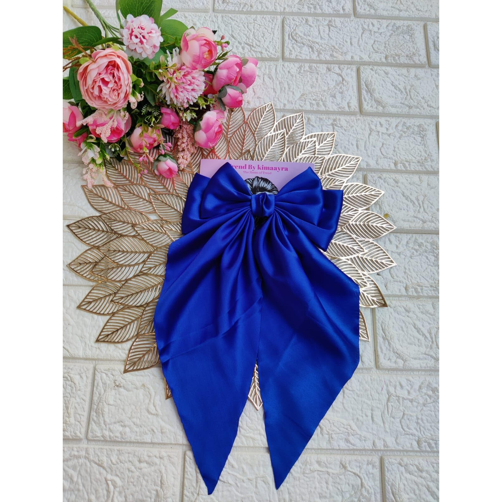 Trend By Kimaayra Luxury Satin Long Tail Hair Bow Alligator clip for Women and Girls, Gift for her, Gift for women (Royal Blue)