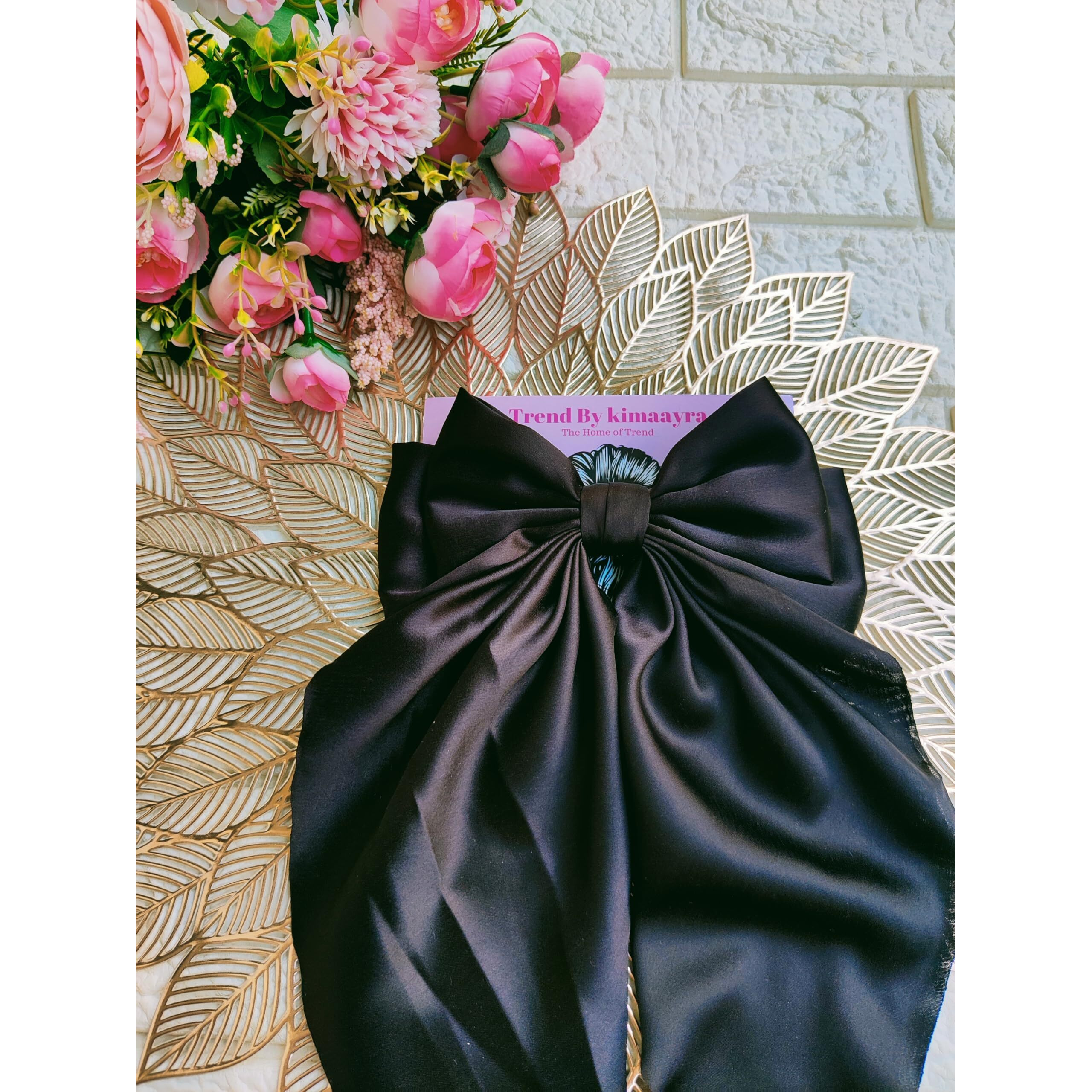 Trend By Kimaayra Luxury Satin Long Tail Hair Bow Alligator clip for Women and Girls, Gift for her, Gift for women (Black)