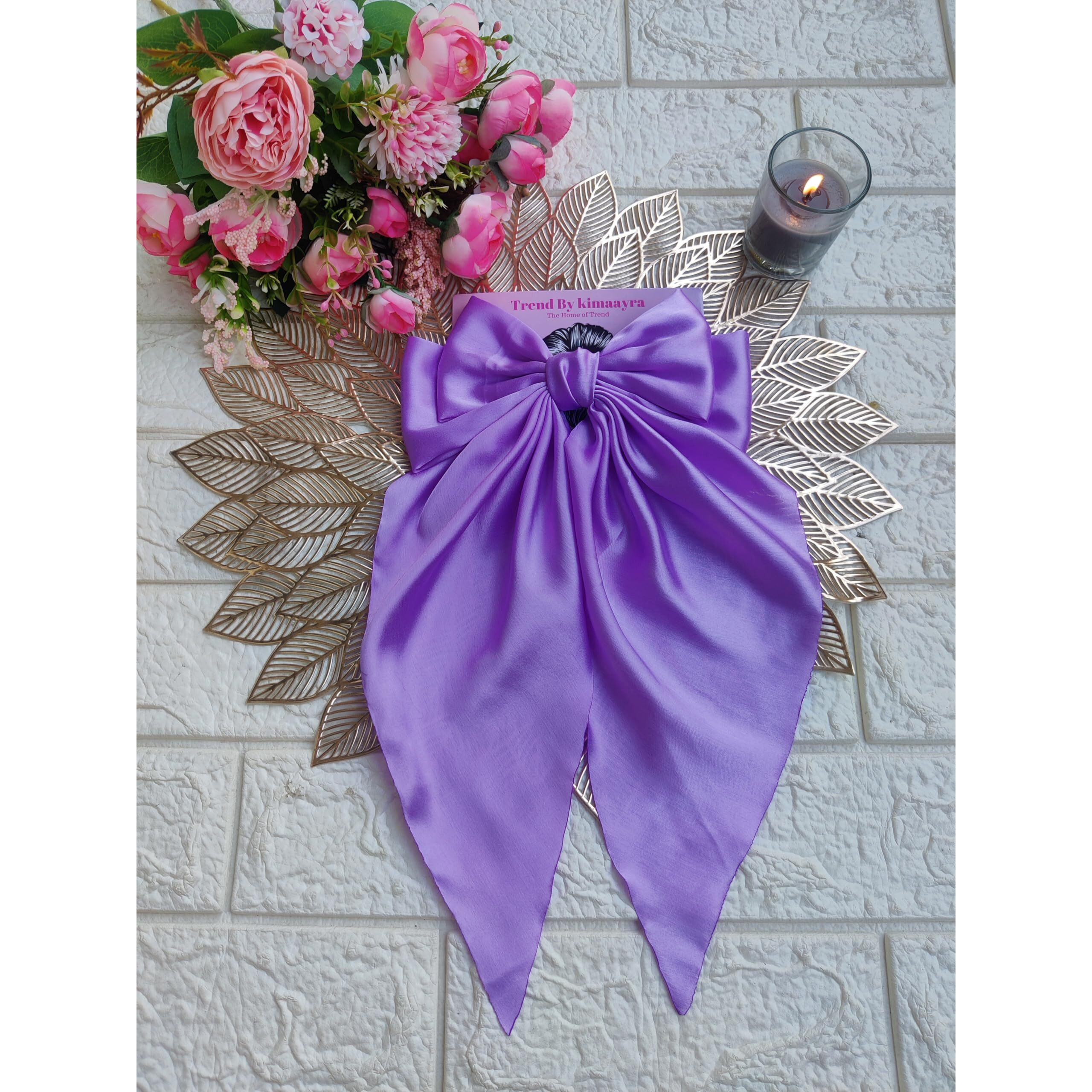 Trend By Kimaayra Luxury Satin Long Tail Hair Bow Alligator clip for Women and Girls, Gift for her, Gift for women, Free Scrunchie