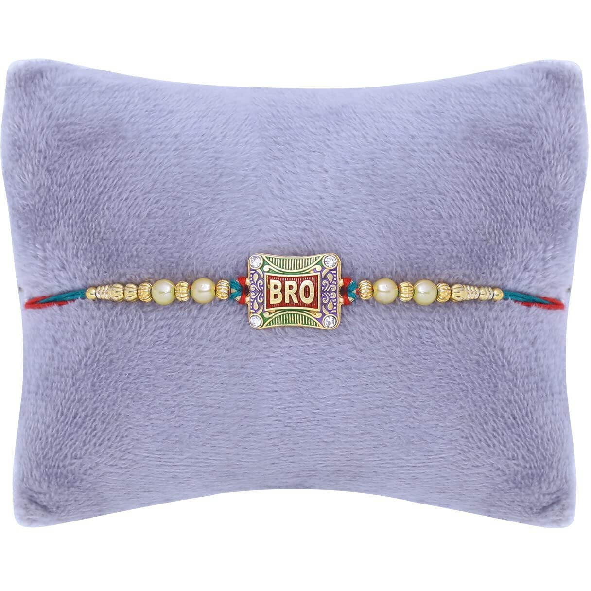 Riddhika Ventures Stunning Gold Plated Designer Peacock and Auspicious kalash Rakhi with Roli Chawal and Greeting Card (P6)