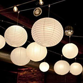 9FT Paper Lamp Lantern Shade for Decoration Hotels Home Diwali Light (10 Inch White) 10 Pieces