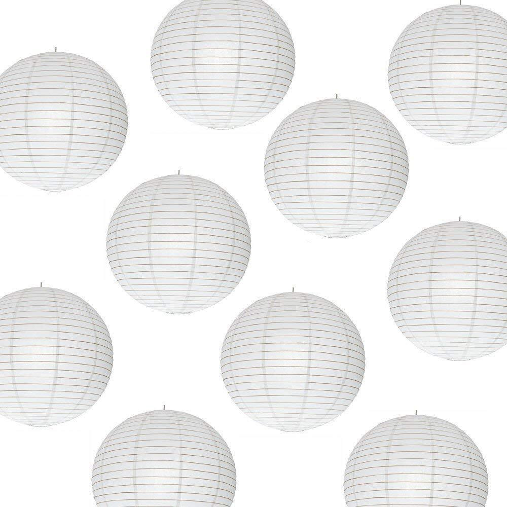 9FT Paper Lamp Lantern Shade for Decoration Hotels Home Diwali Light (10 Inch White) 10 Pieces