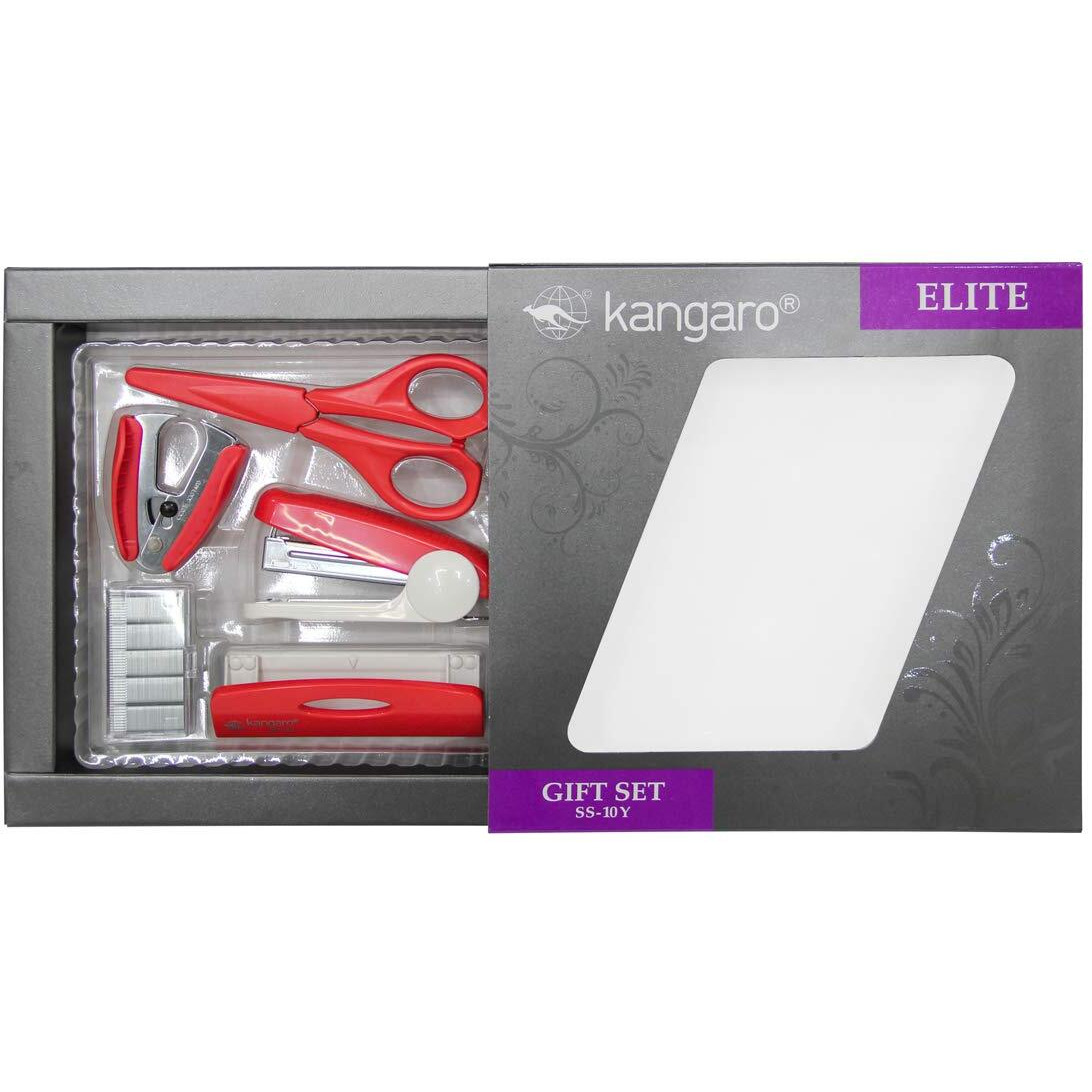 Kangaro Desk Essentials SS-10Y Combo Elite Gift Pack | Stationery Gift Set for Office, Diwali, Weddings, Birthday, Holiday Presents, Celebrations | Red, Pack of 1 | Color May Vary