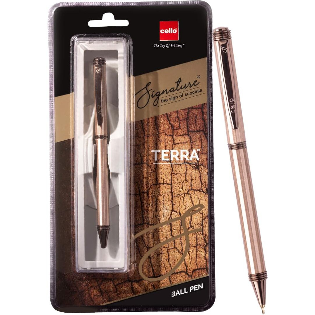 Cello Signature Terra Ball Pen|Blue Ink|1 Ball Pen|Trendy Executive Body Colour|Premium Metal Pens for Office Use| Stylish Gifts for Men & Women|Best Diwali Gift|Corporate Gifting