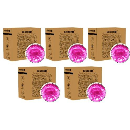 Lexton 36 Feet Long 40 LED Power Pixel Serial String/Fairy Light | Plug Sourced | Suitable for Home & Outdoor Decoration, Diwali, Christmas, Ramadan, Wedding, Party, Festival (Pack of 5, Pink)
