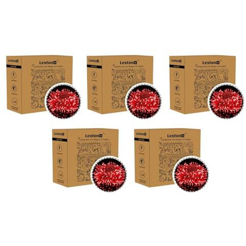 Lexton 36 Feet Long 40 LED Power Pixel Serial String/Fairy Light | Plug Sourced | Suitable for Home & Outdoor Decoration, Diwali, Christmas, Ramadan, Wedding, Party, Festival (Pack of 5, Red)