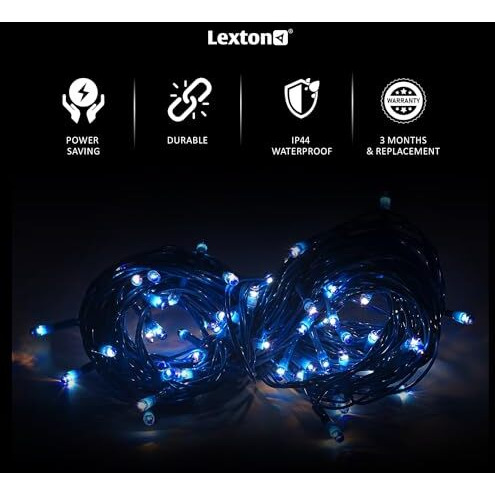 Lexton 36 Feet Long 40 LED Power Pixel Serial String/Fairy Light | Plug Sourced | Suitable for Home & Outdoor Decoration, Diwali, Christmas, Ramadan, Wedding, Party, Festival (Pack of 5, Blue)
