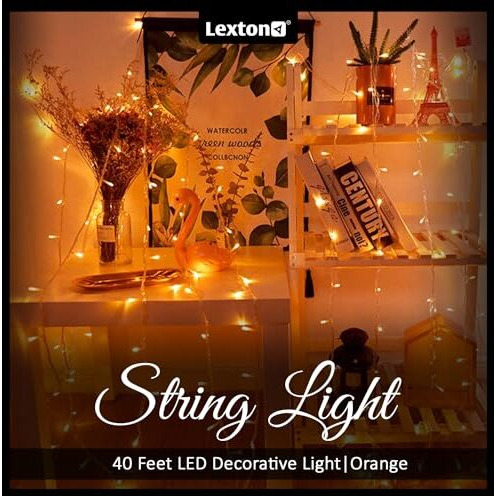 Lexton 36 Feet Long 40 LED Power Pixel Serial String/Fairy Light | Plug Sourced | Suitable for Home & Outdoor Decoration, Diwali, Christmas, Ramadan, Wedding, Party, Festival (Pack of 5, Orange)