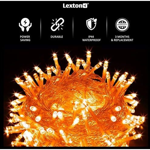 Lexton 36 Feet Long 40 LED Power Pixel Serial String/Fairy Light | Plug Sourced | Suitable for Home & Outdoor Decoration, Diwali, Christmas, Ramadan, Wedding, Party, Festival (Pack of 5, Orange)