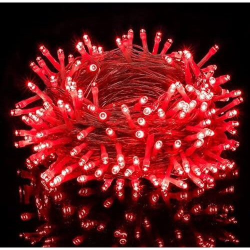Lexton 36 Feet Long 40 LED Power Pixel Serial String/Fairy Light | Plug Sourced | Suitable for Home & Outdoor Decoration, Diwali, Christmas, Ramadan, Wedding, Party, Festival (Pack of 10, Red)