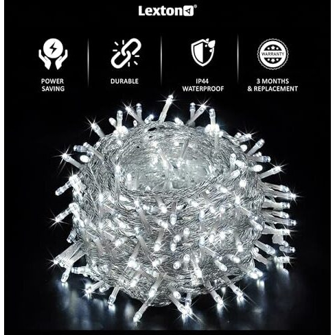 Lexton 36 Feet Long 40 LED Power Pixel Serial String/Fairy Light | Plug Sourced | Suitable for Home & Outdoor Decoration, Diwali, Christmas, Ramadan, Wedding, Party, Festival (Pack of 10, White)