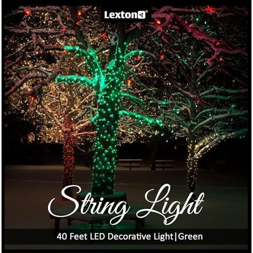 Lexton 36 Feet Long 40 LED Power Pixel Serial String/Fairy Light | Plug Sourced | Suitable for Home & Outdoor Decoration, Diwali, Christmas, Ramadan, Wedding, Party, Festival (Pack of 10, Green)