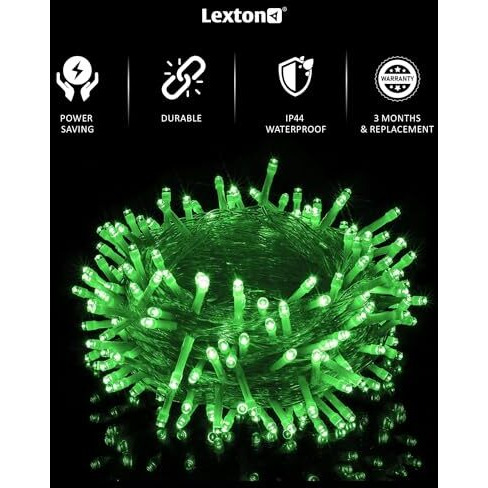 Lexton 36 Feet Long 40 LED Power Pixel Serial String/Fairy Light | Plug Sourced | Suitable for Home & Outdoor Decoration, Diwali, Christmas, Ramadan, Wedding, Party, Festival (Pack of 10, Green)