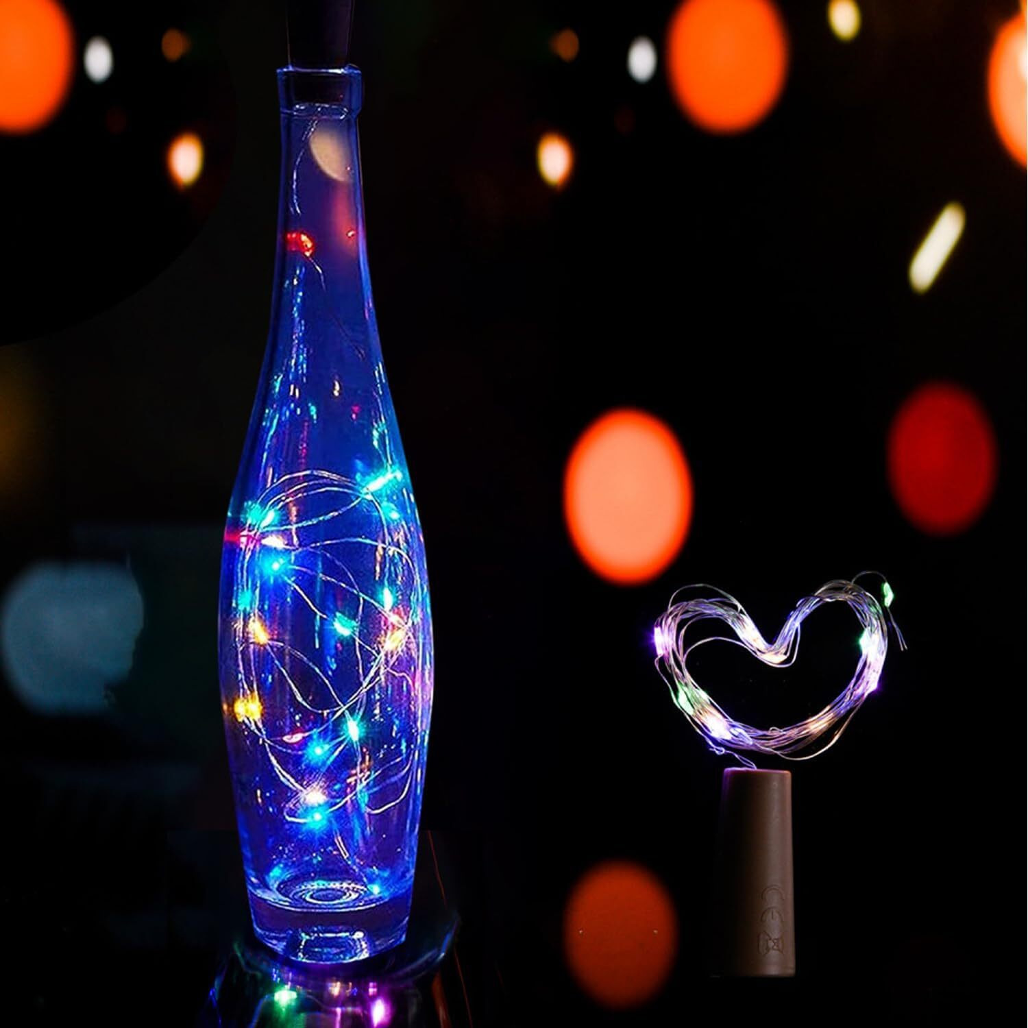 Lexton Decorative Wine Bottle Cork Light | 20 LED, Battery Powered, 2 Meter Long, IP65 Protection |Copper Light Suitable for Home Decor, Outdoor Decorations, Diwali (Pack of 4, Multicolor)