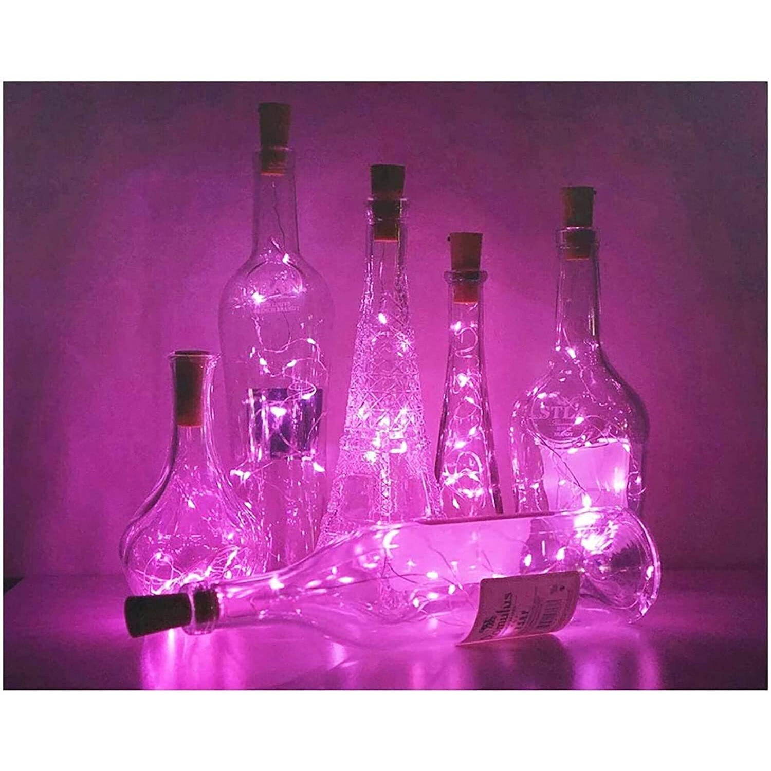 Lexton Cork Light | Bottle Light | Pink Copper String Light | Cork String Light | 4 Pieces | for Valentines Day, Room dcor, Birthdays, Party,Diwali